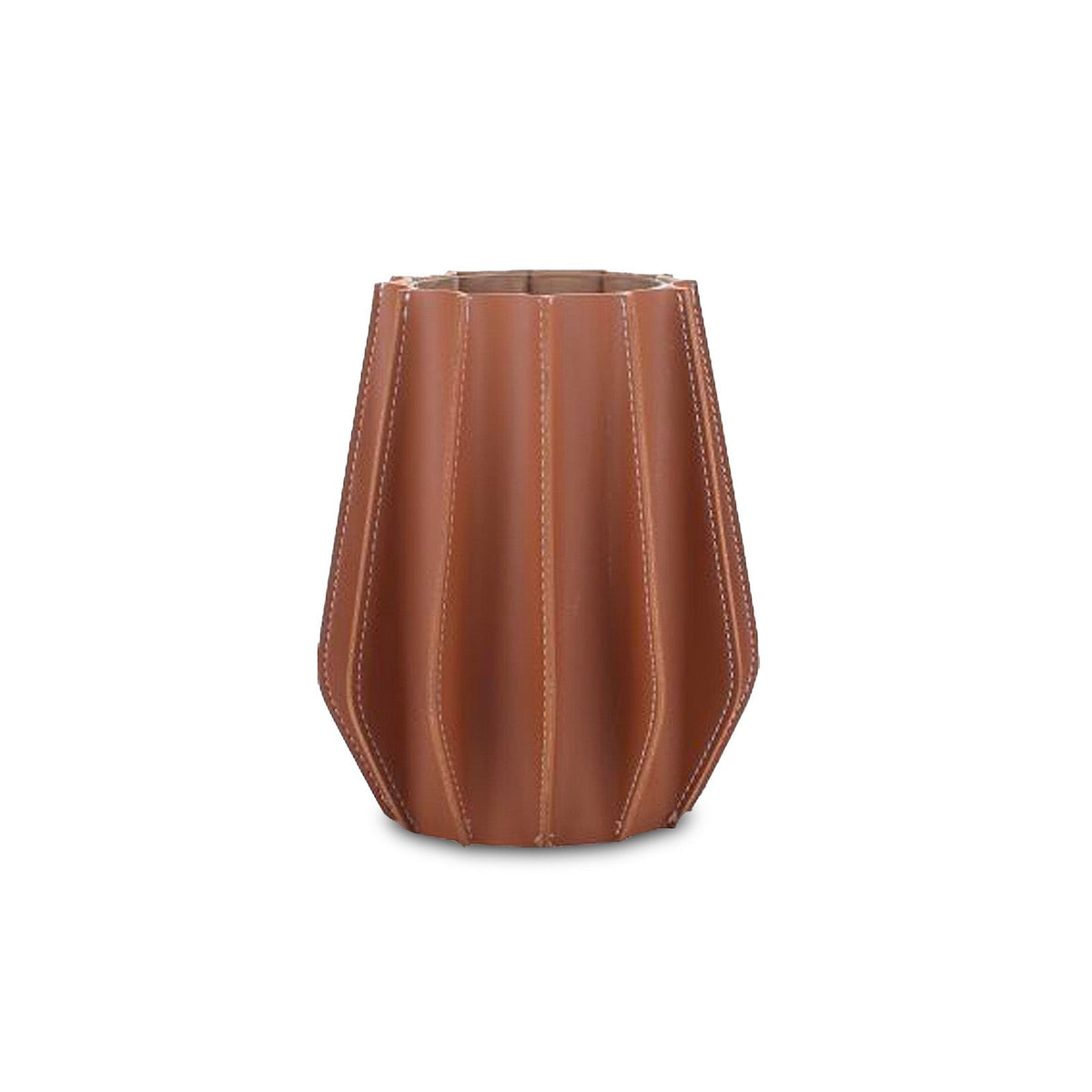 Juana Vase - Brown Leather and Glass