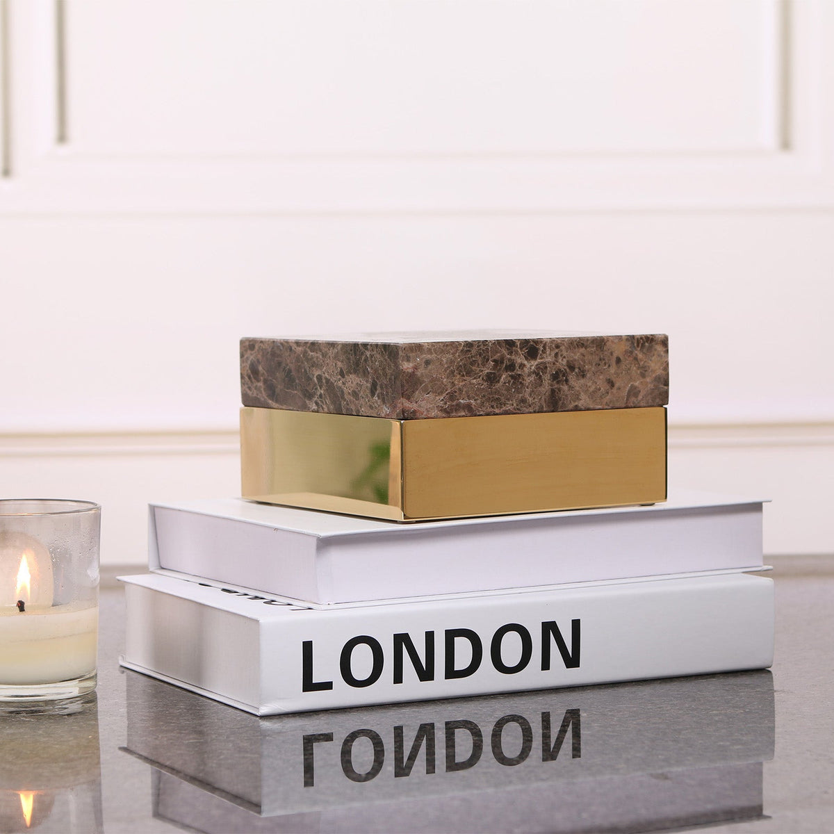 Lina Marble Storage Box - Coffee and Gold