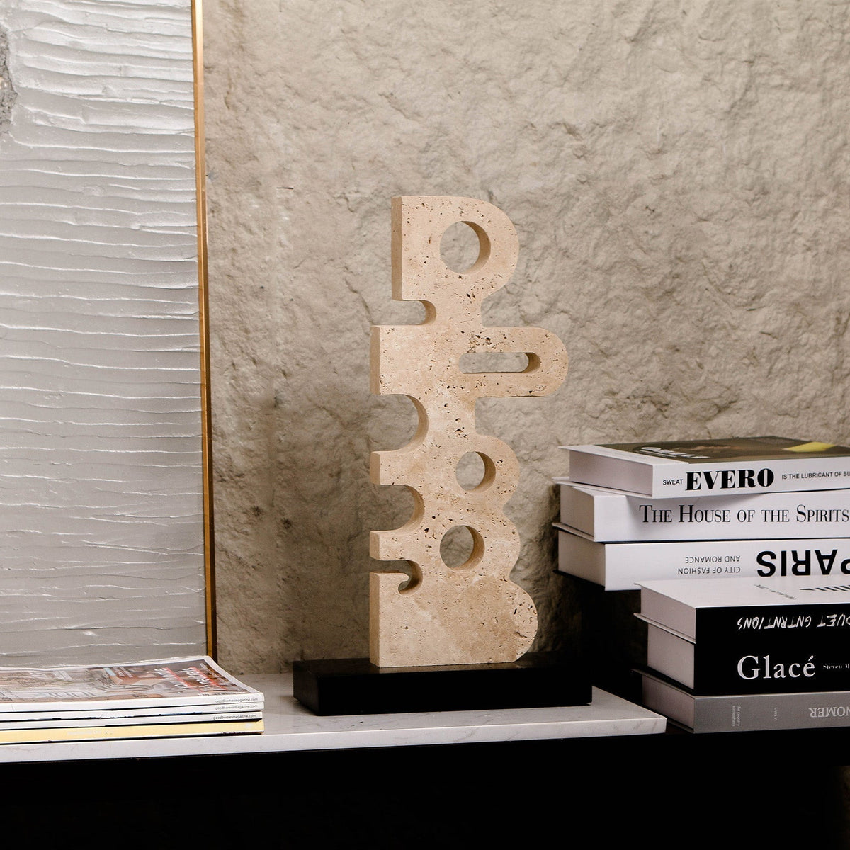 Sculpted Serenity Sculpture - Beige & Black