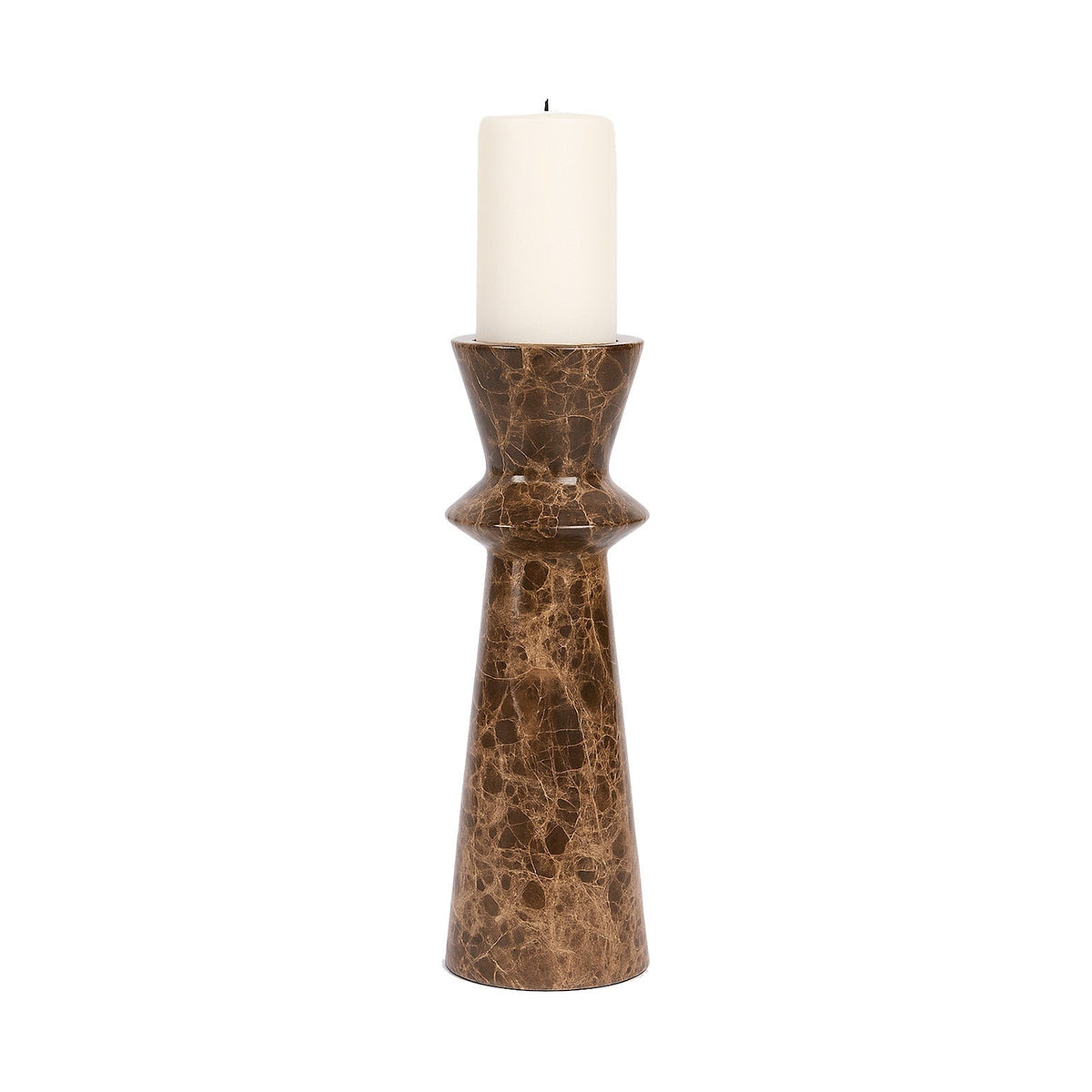 Melora Candle Holder - Dark Brown Marble