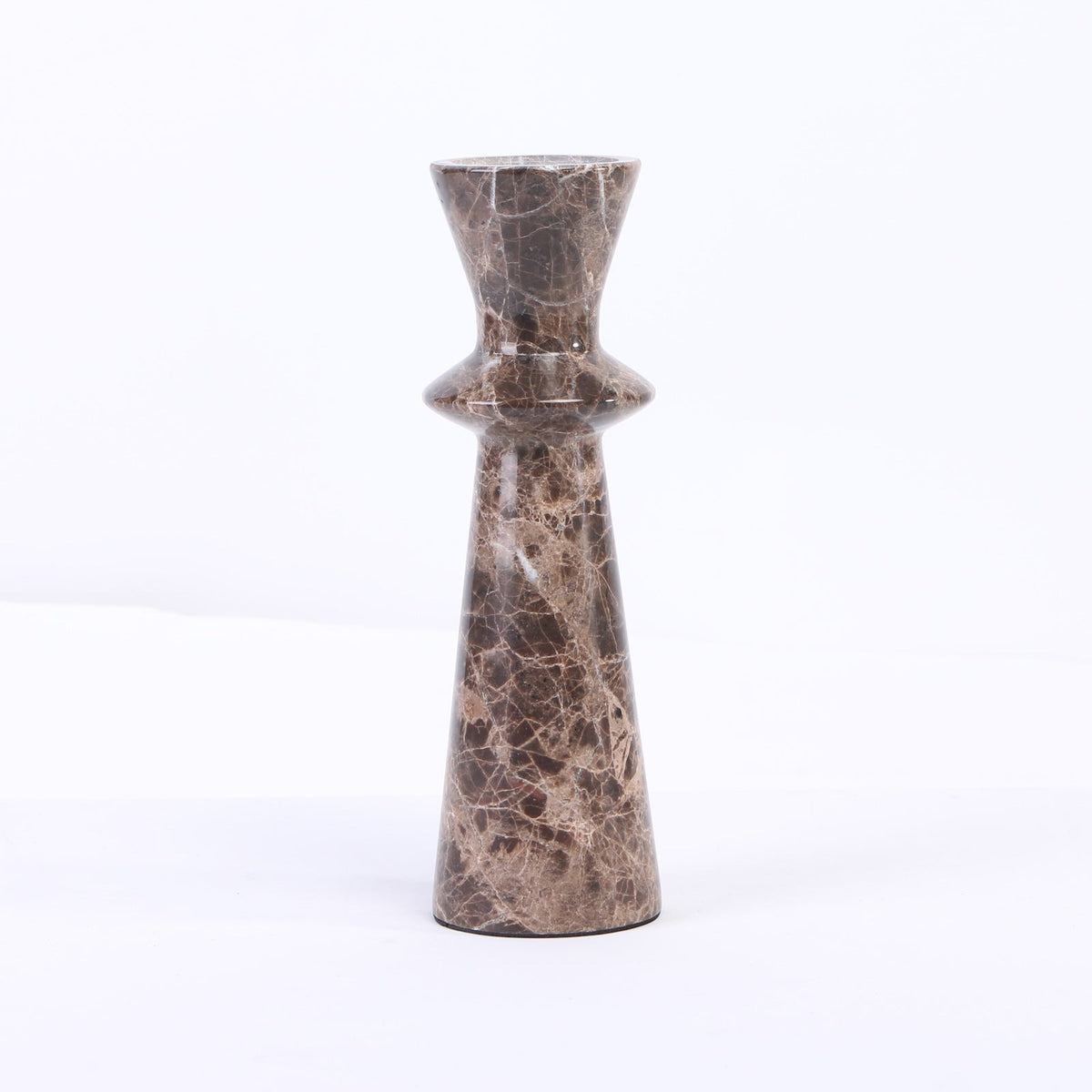 Melora Candle Holder - Dark Brown Marble
