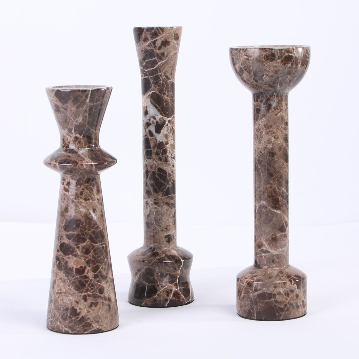 Melora Candle Holder - Dark Brown Marble