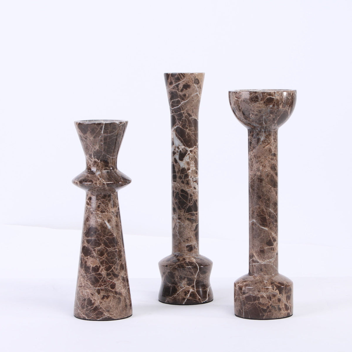 Melora Candle Holder - Dark Brown Marble