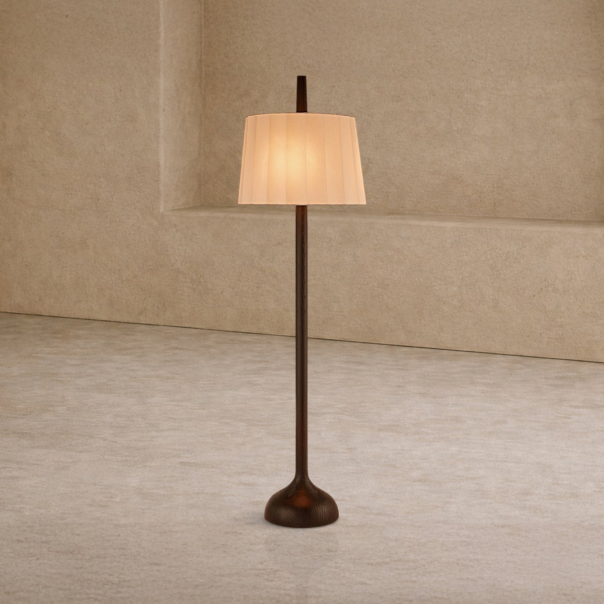Conti Floor Lamp - White Linen/Black Ash