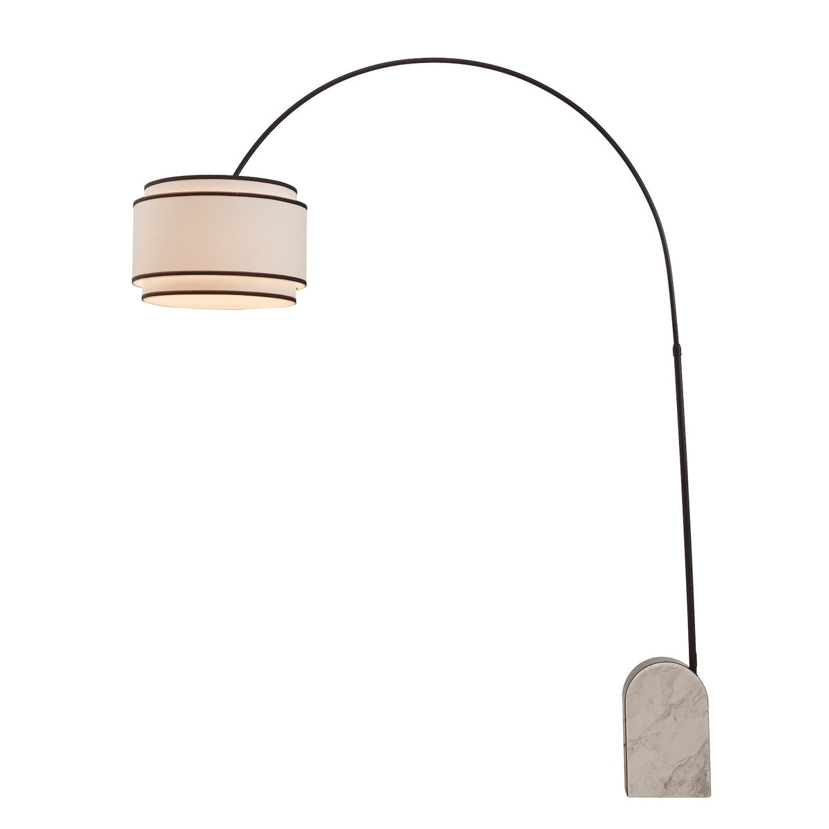 Arcadia Floor Lamp - White Marble/Matt Black Metal/White Linen