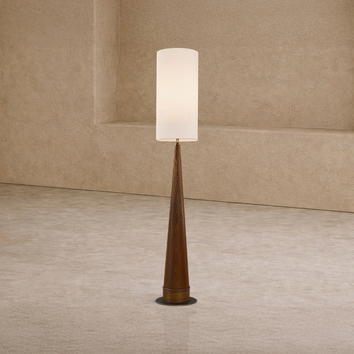 Velta Floor Lamp - Classic Brown Ash and Antique Bronze
