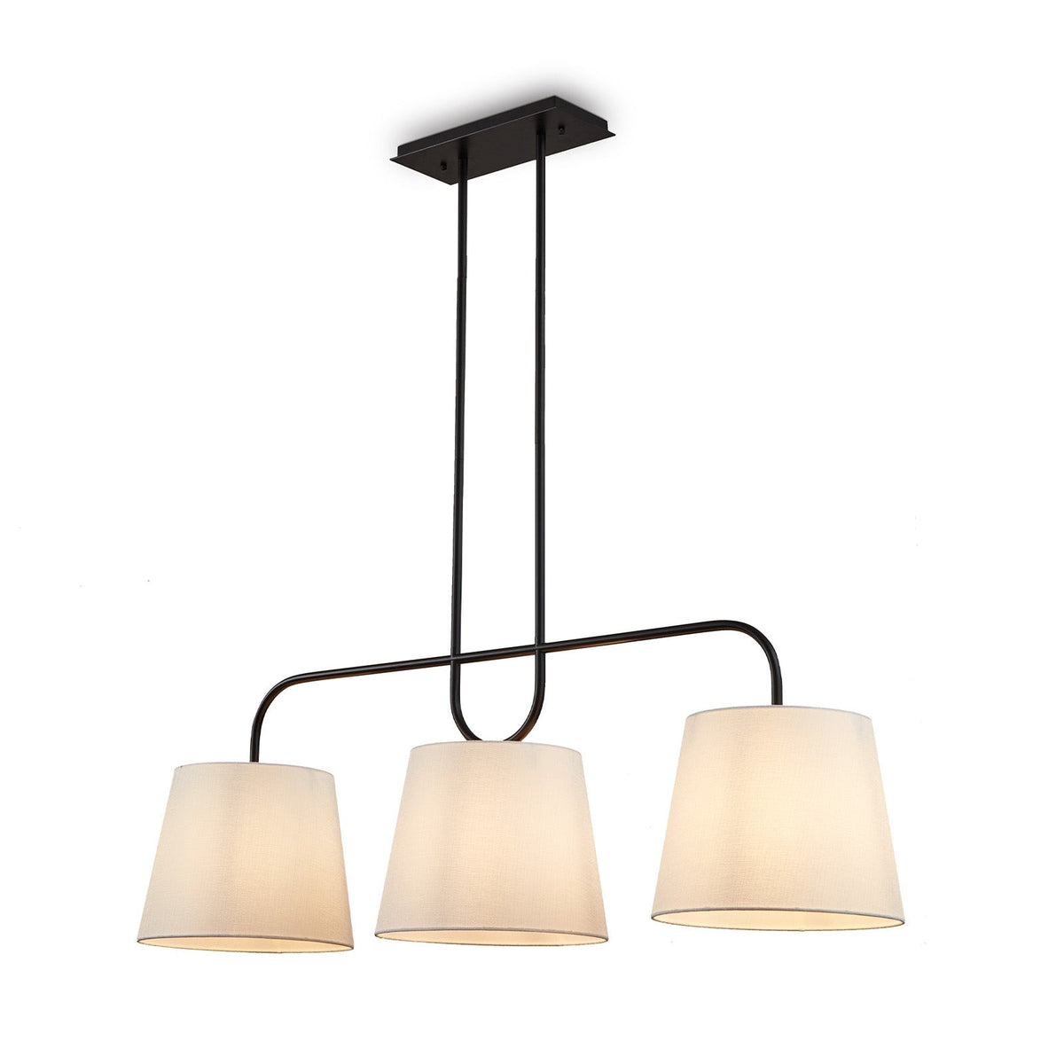 De Voir Pendant Lamp - Black Metal and White Linen