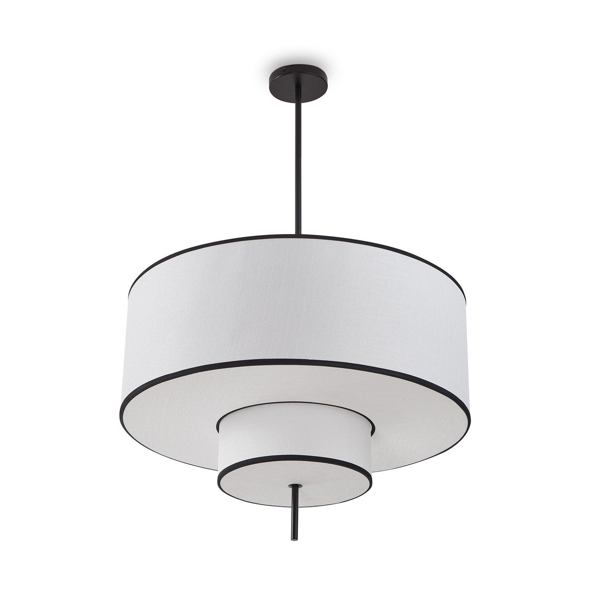 Aris Pendant Lamp - Black Metal and White Linen