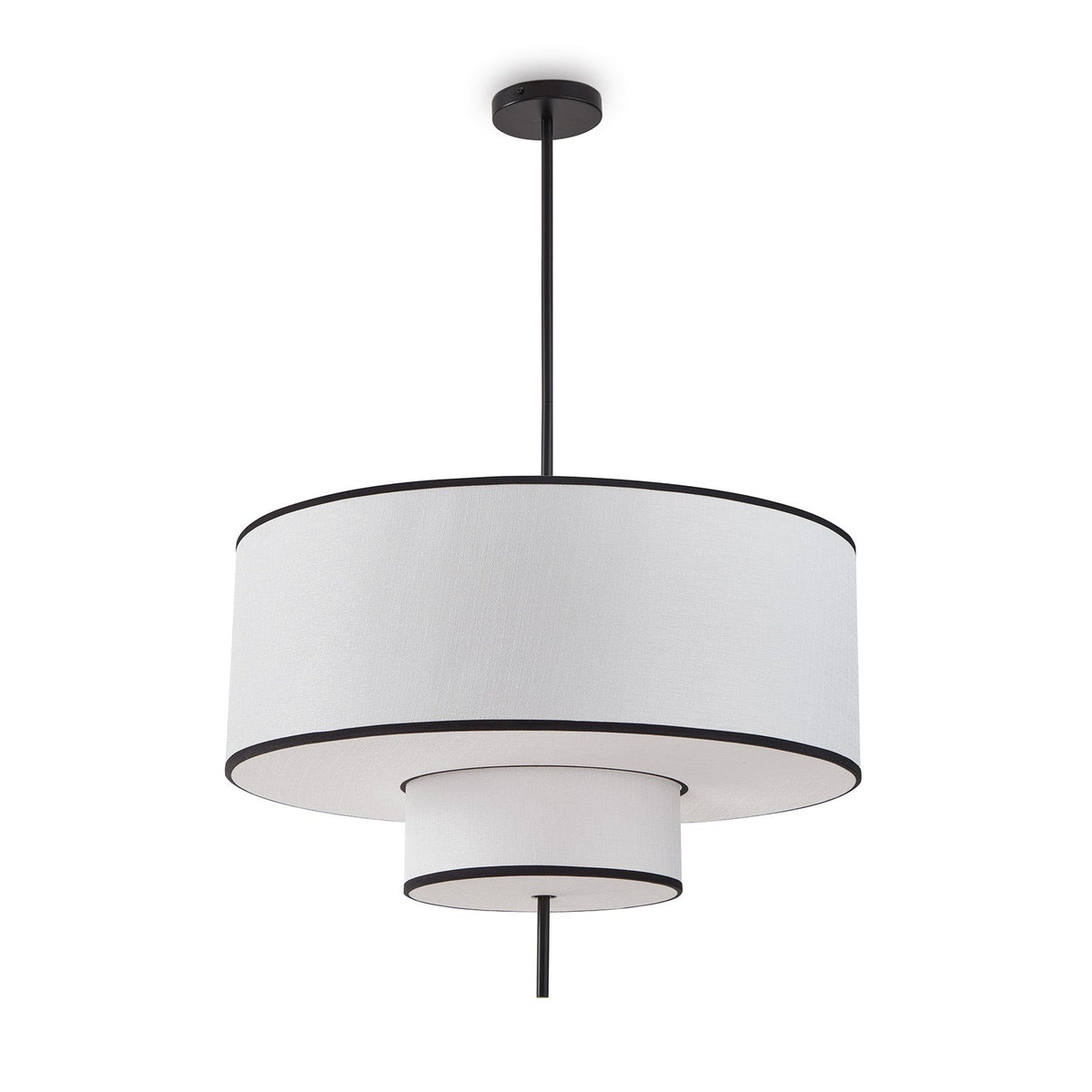 Aris Pendant Lamp - Black Metal and White Linen