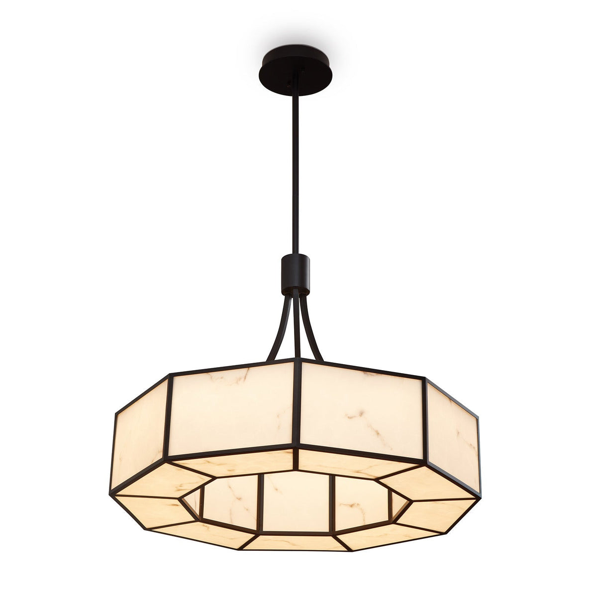 Allen Pendant Lamp - Alabaster Effect and Black Metal
