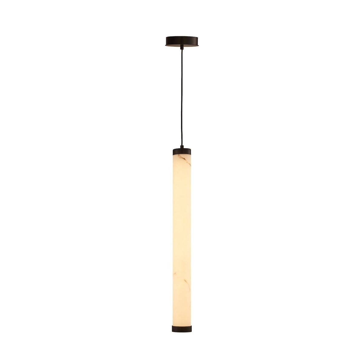 Abaco Pendant Lamp - Alabaster Effect/Black Metal