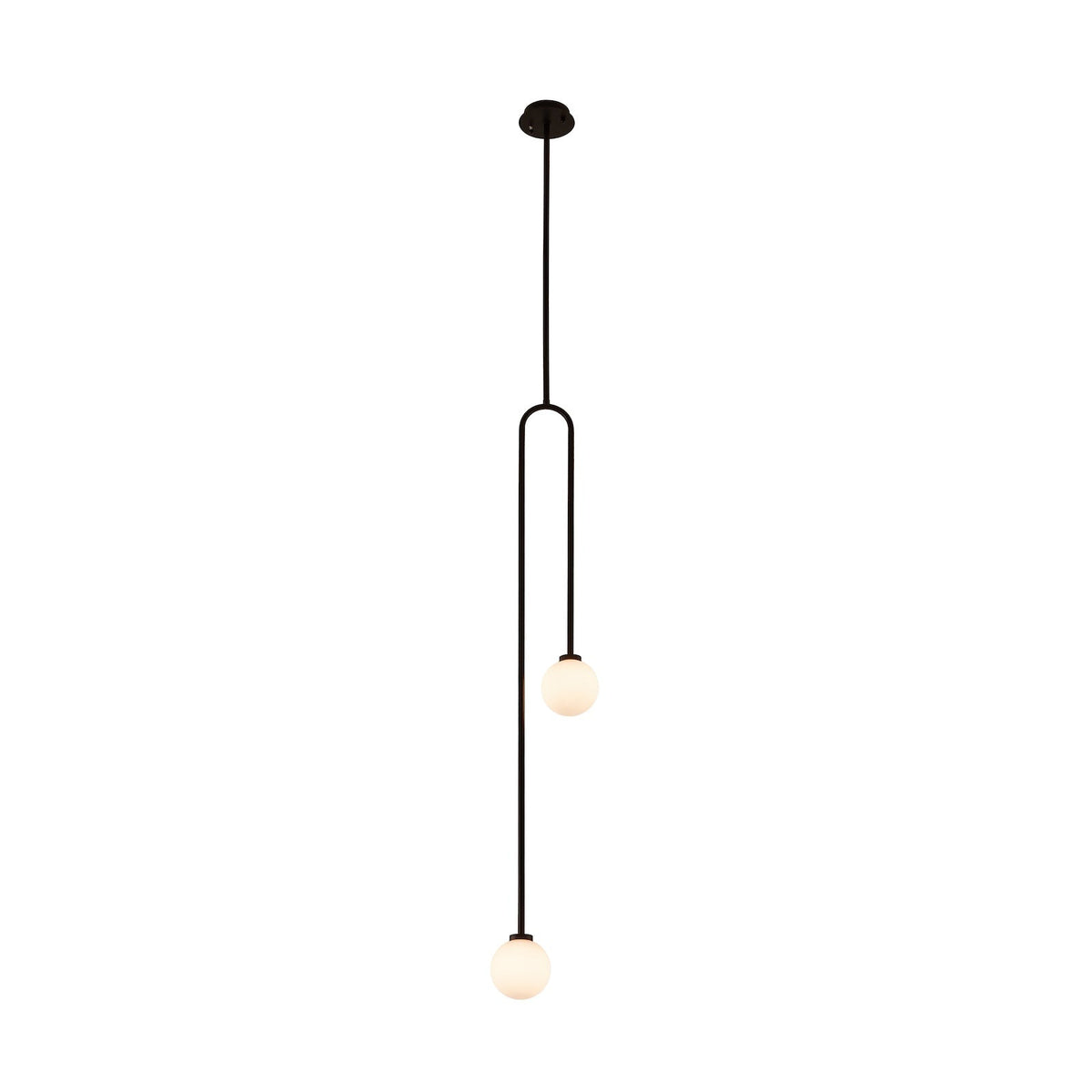 Arket Pendant Lamp - White Frosted Glass Globe/Black Metal