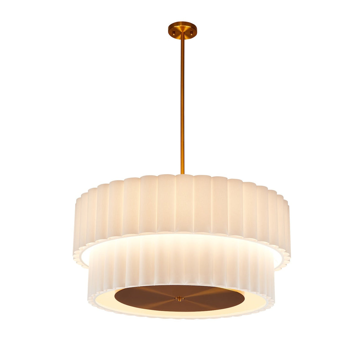 Ventus Ceiling Lamp - Brushed Antique Brass/Off White Linen Shade