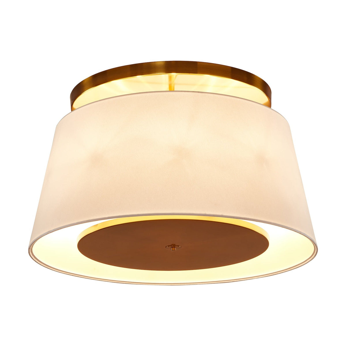 Mila Ceiling Lamp - Brushed Antique Brass/Off White Linen Shade