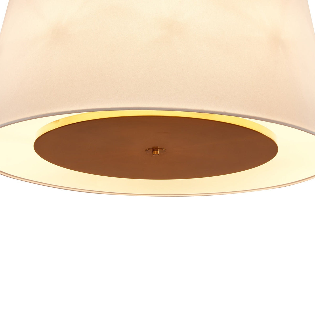 Mila Ceiling Lamp - Brushed Antique Brass/Off White Linen Shade