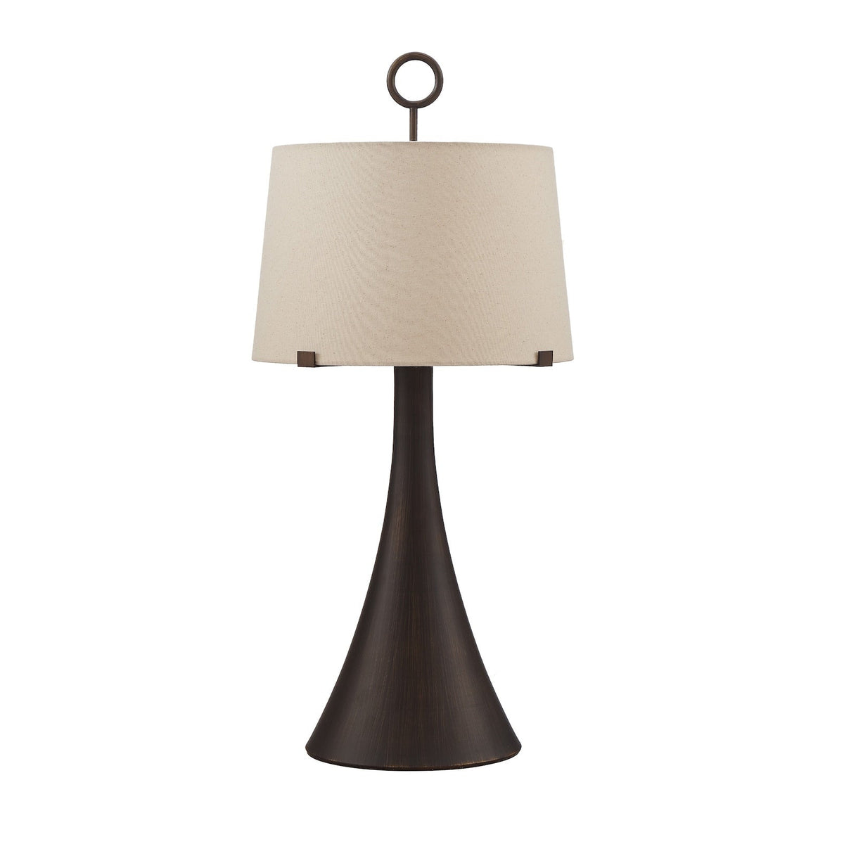 Leila Table Lamp - Antique Hairline Bronze/Off White Linen Shade