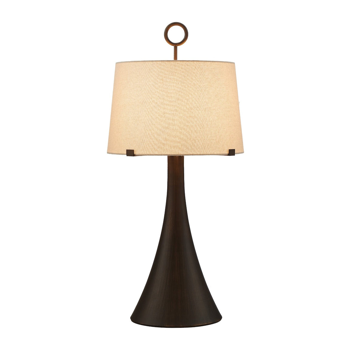 Leila Table Lamp - Antique Hairline Bronze/Off White Linen Shade