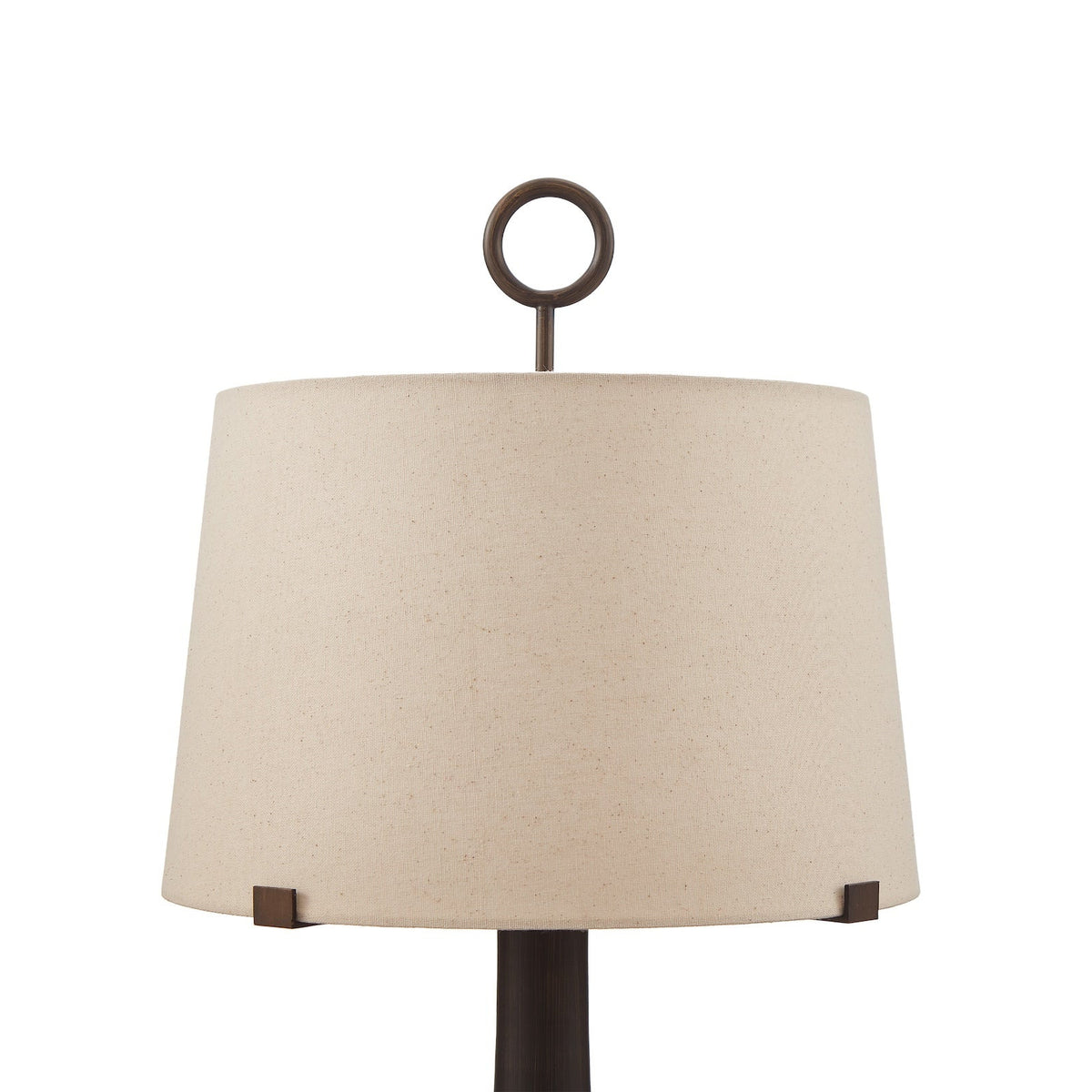 Leila Table Lamp - Antique Hairline Bronze/Off White Linen Shade