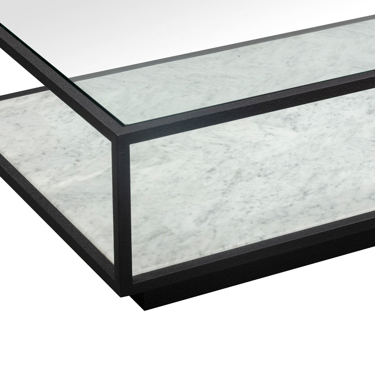 Belmon Coffee Table - Carrara Marble and Black Textured Metal