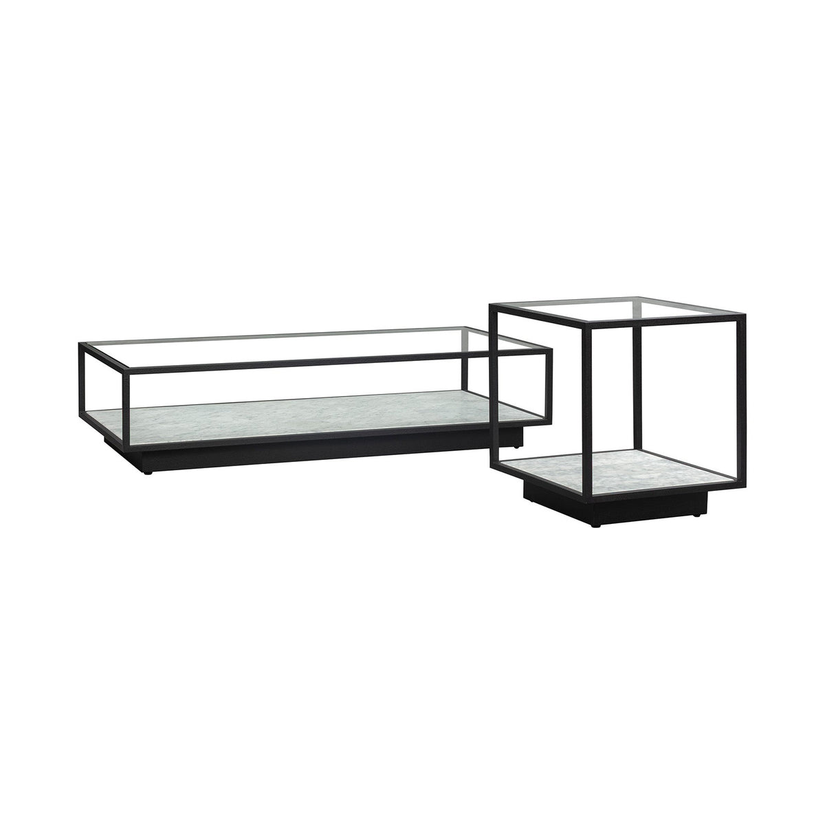 Belmon Coffee Table - Carrara Marble and Black Textured Metal
