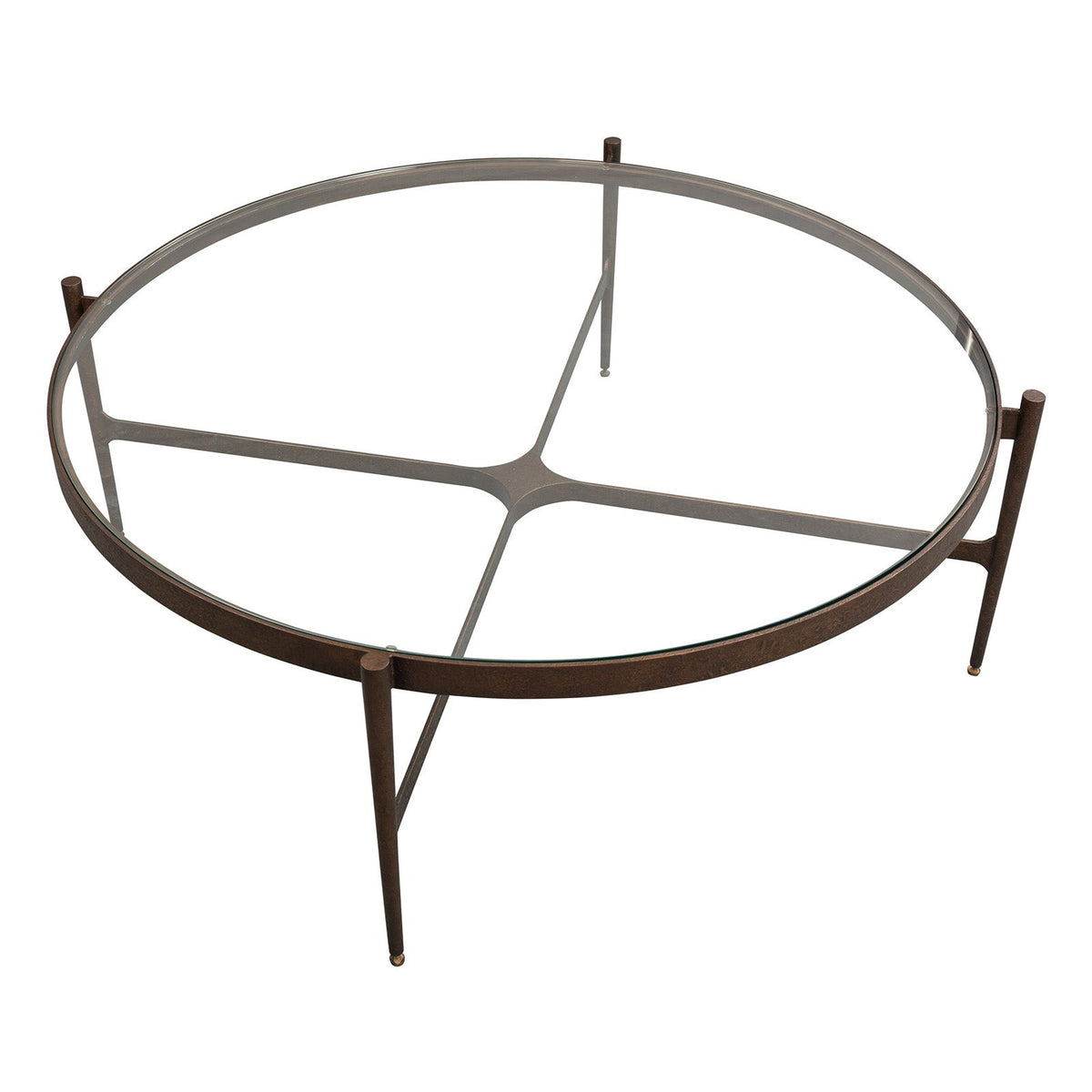 Soho Coffee Table - Antique Brass and Clear Glass