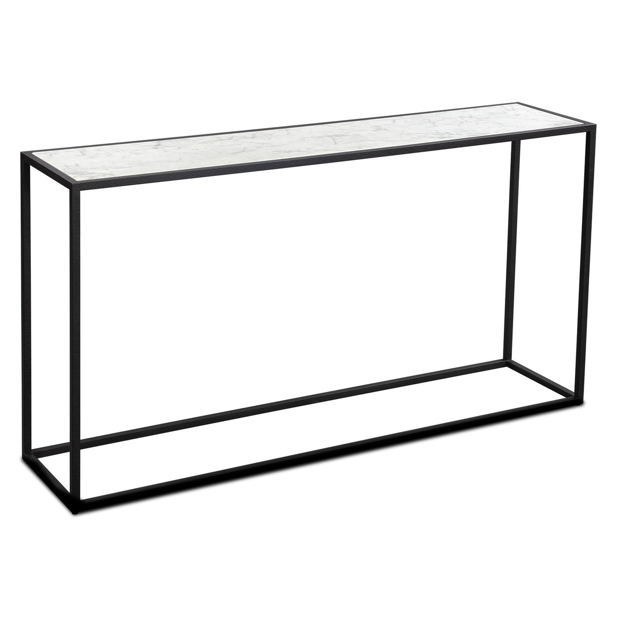 Noto Console Table 1.5m - Carrara Marble and Black Textured Metal