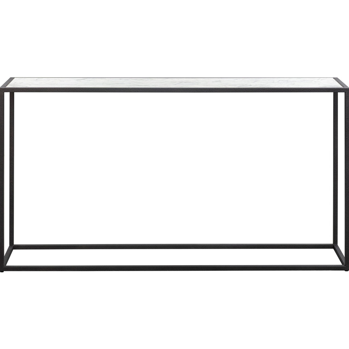 Noto Console Table 1.5m - Carrara Marble and Black Textured Metal