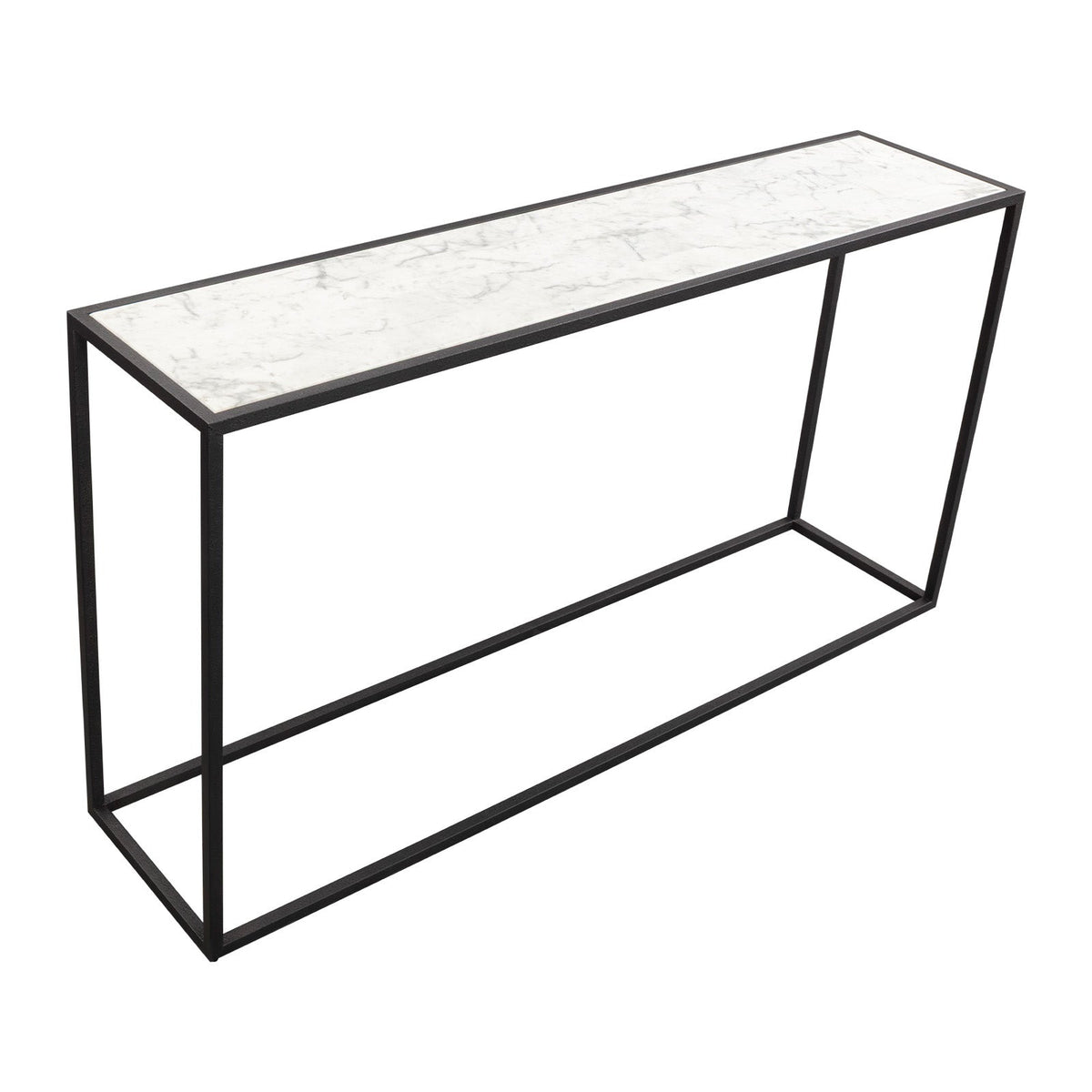Noto Console Table 1.5m - Carrara Marble and Black Textured Metal