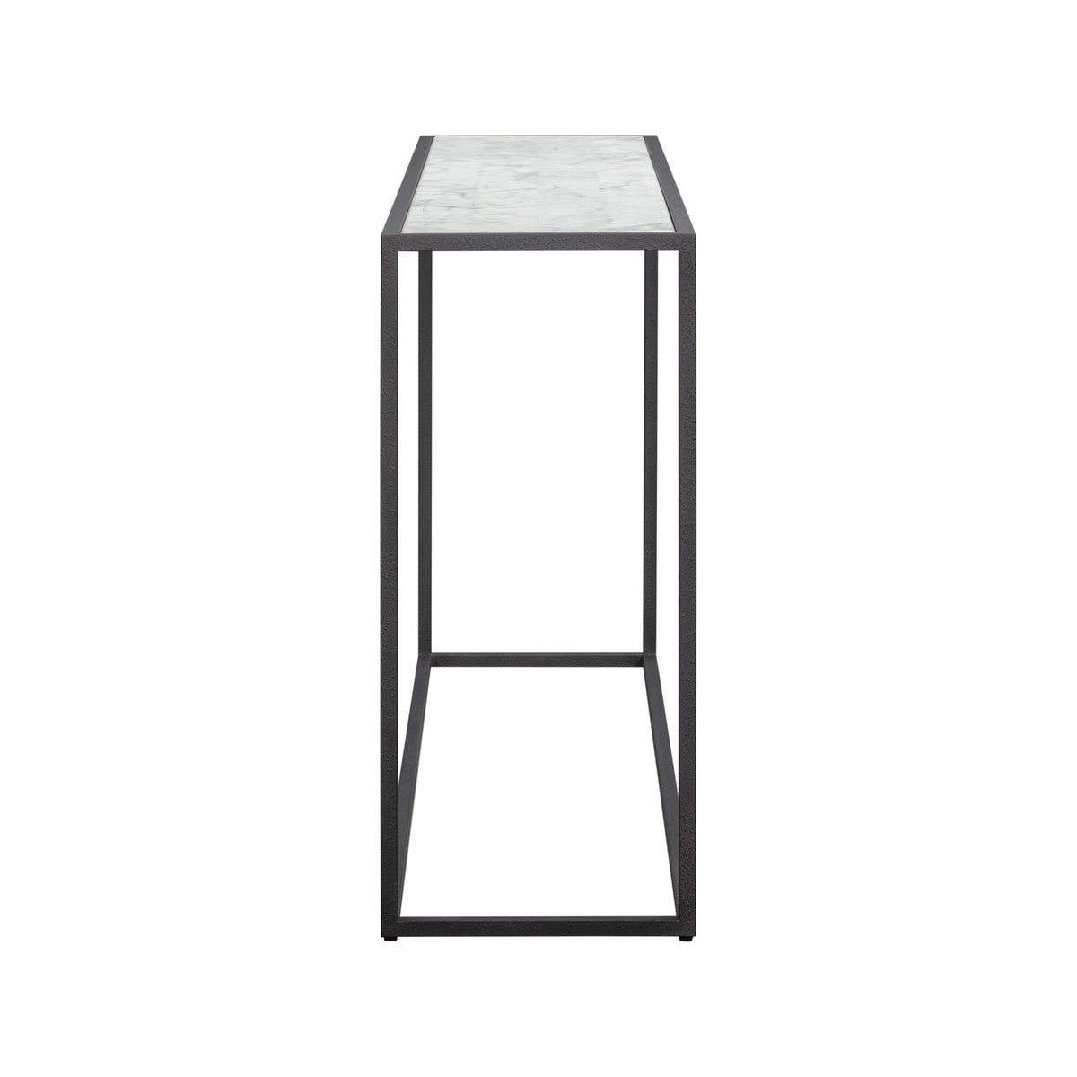 Noto Console Table 1.5m - Carrara Marble and Black Textured Metal