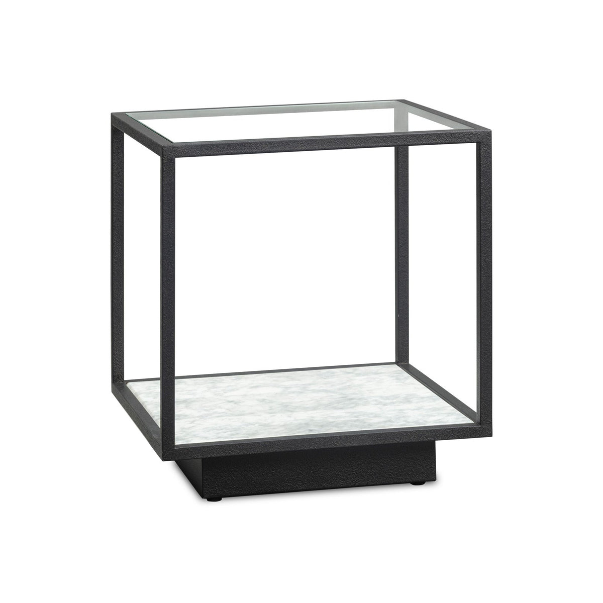 Belmon Side Table - Carrara Marble and Black Textured Metal