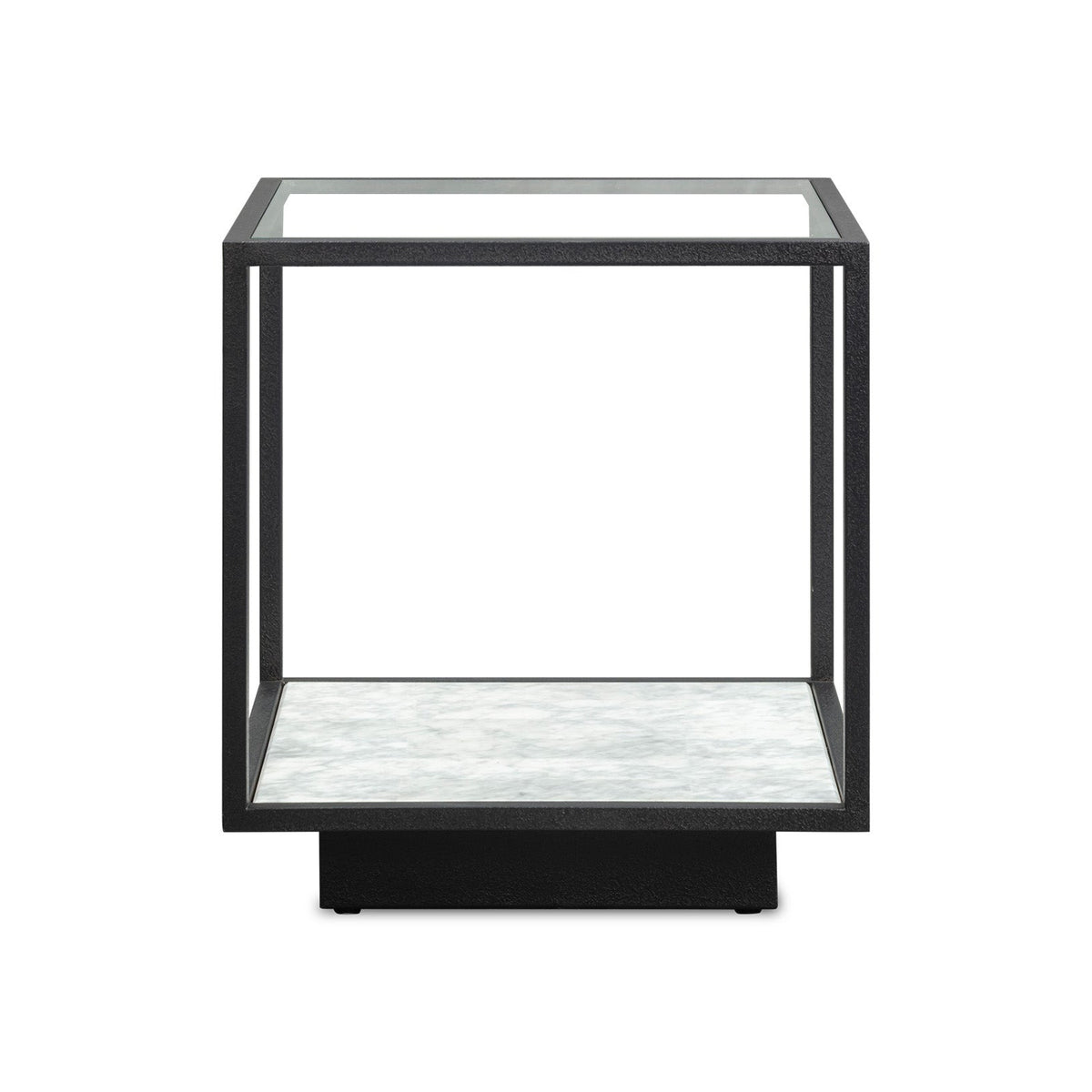Belmon Side Table - Carrara Marble and Black Textured Metal