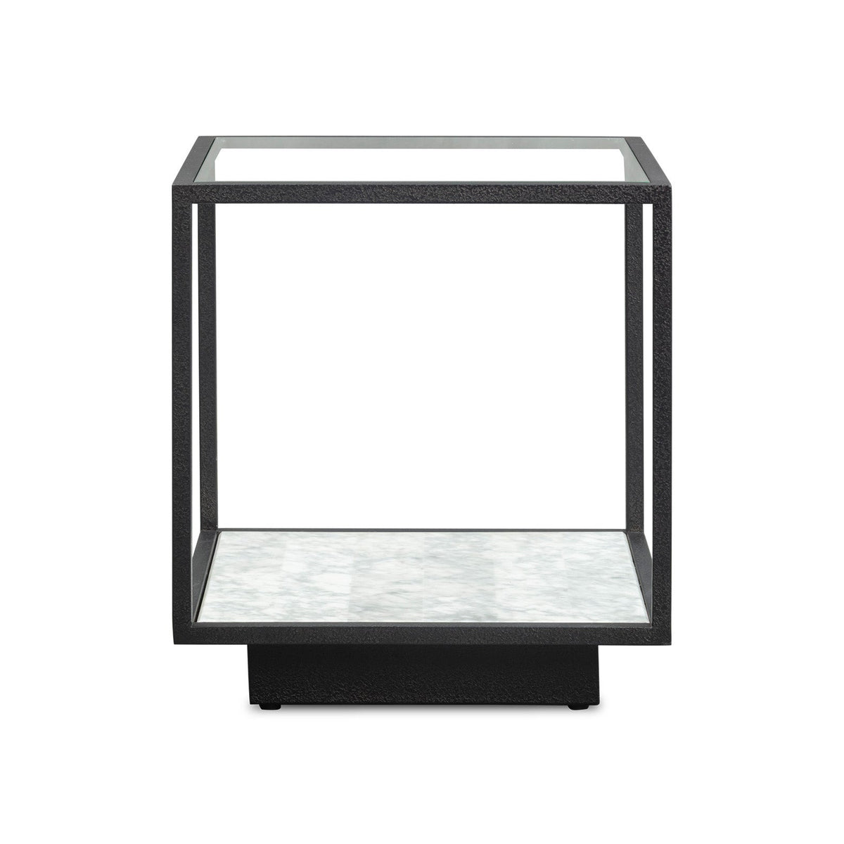 Belmon Side Table - Carrara Marble and Black Textured Metal