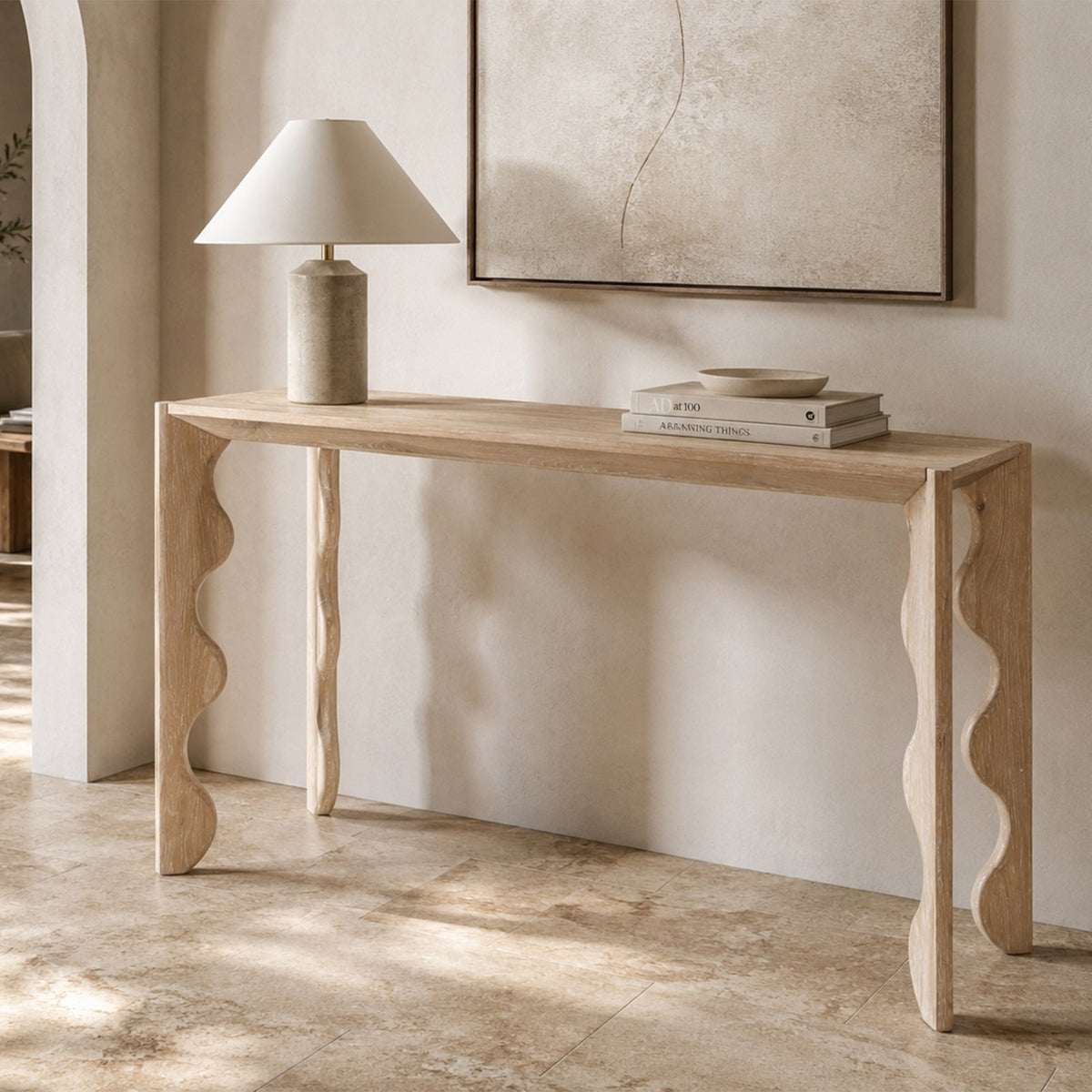 Oltok Console Table - Brushed Natural American White Oak