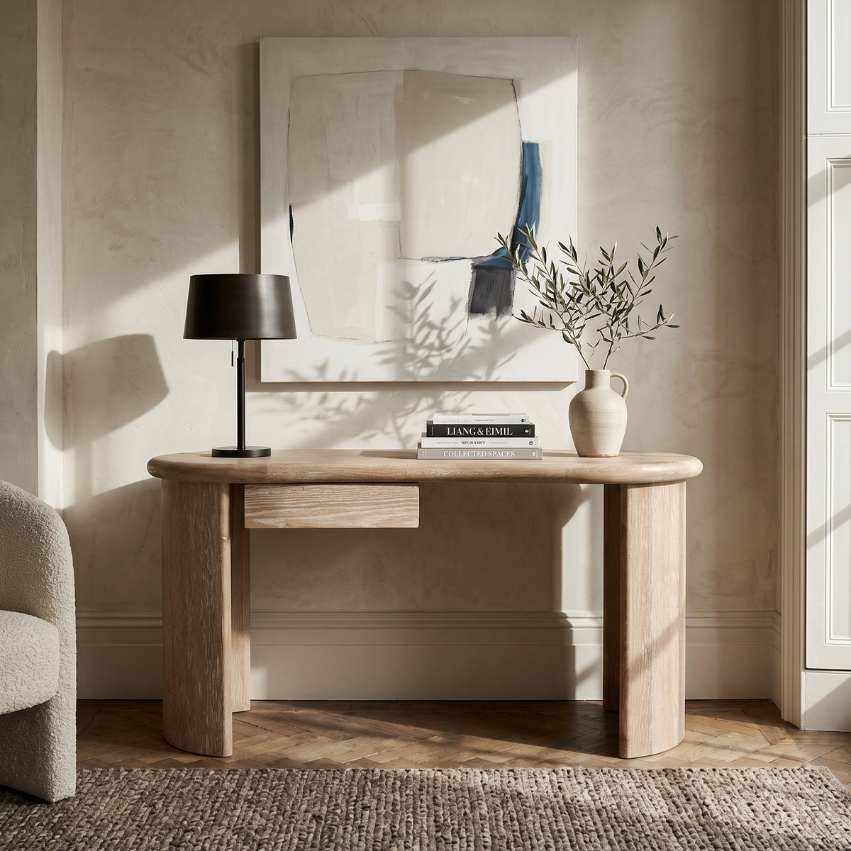Lluna Desk - Brushed Natural American White Oak