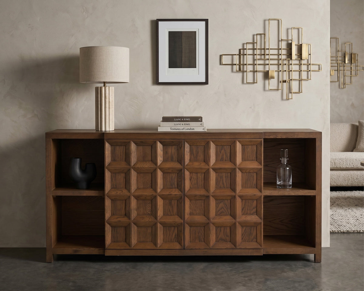 Llauna 4 Door Sideboard - Brushed Mid Brown Oak