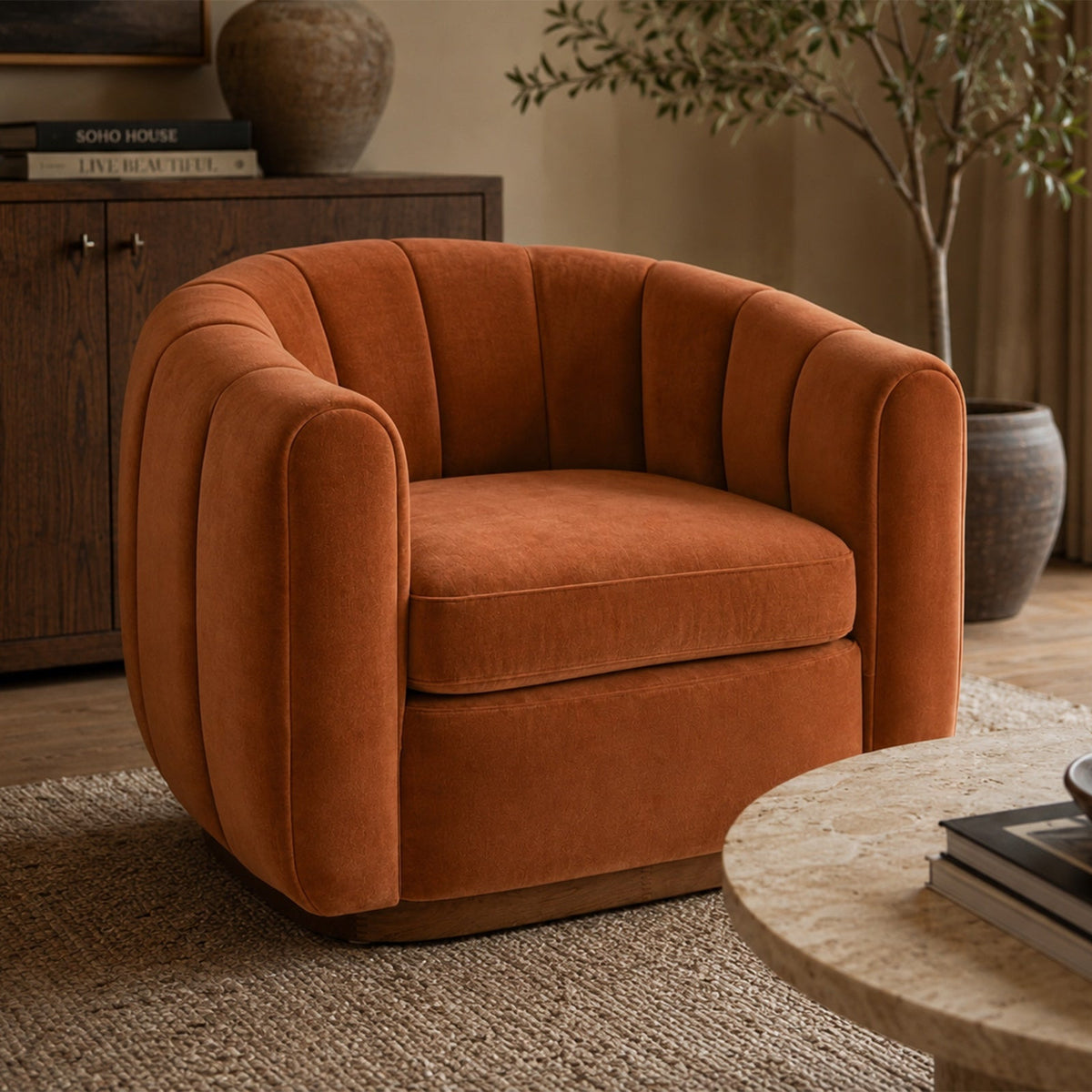 Arles Occasional Chair - Melbourne Clay & Natural Wood