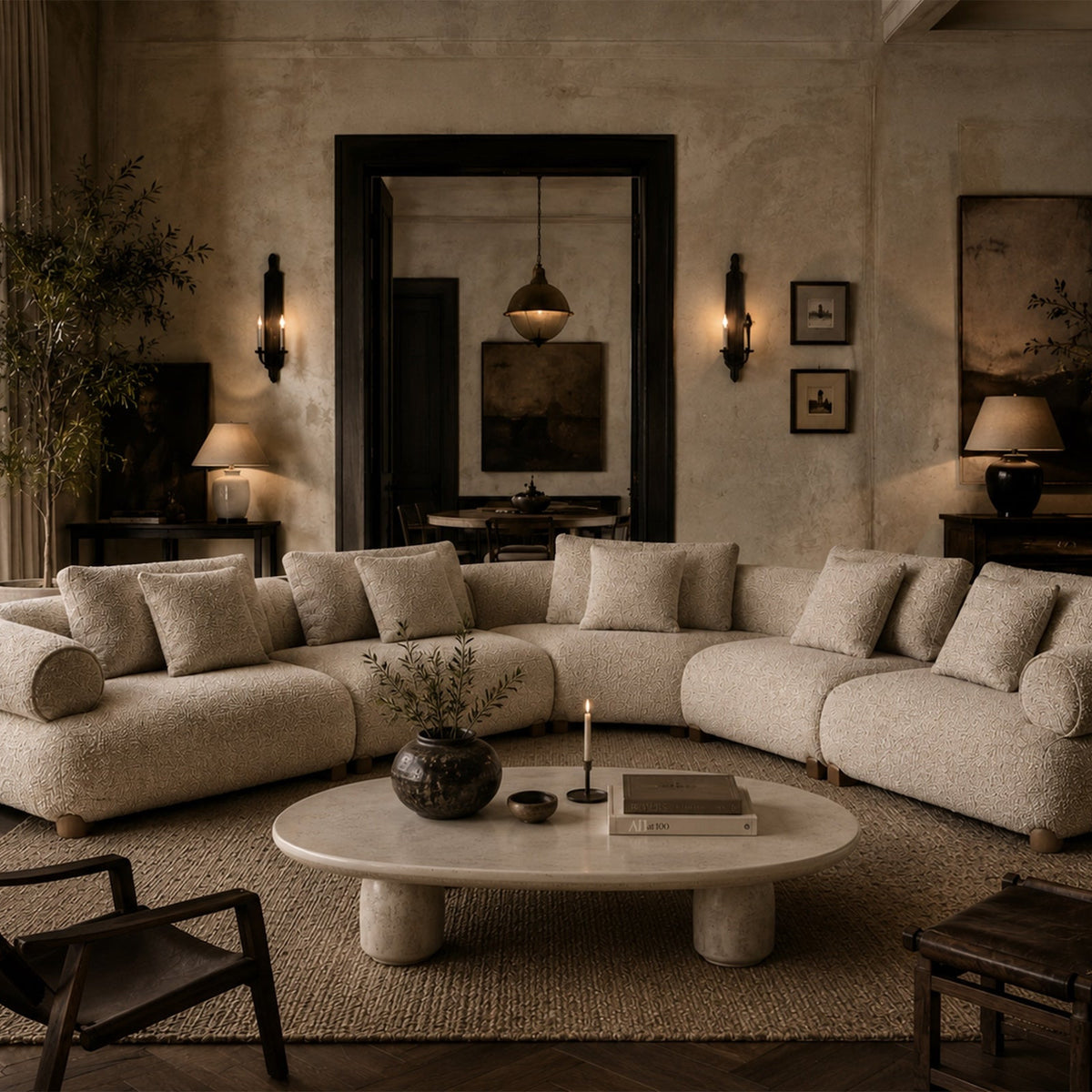 Cotto Modular Sofa Middle One Seater - Amalfy Taupe & Mid Brown