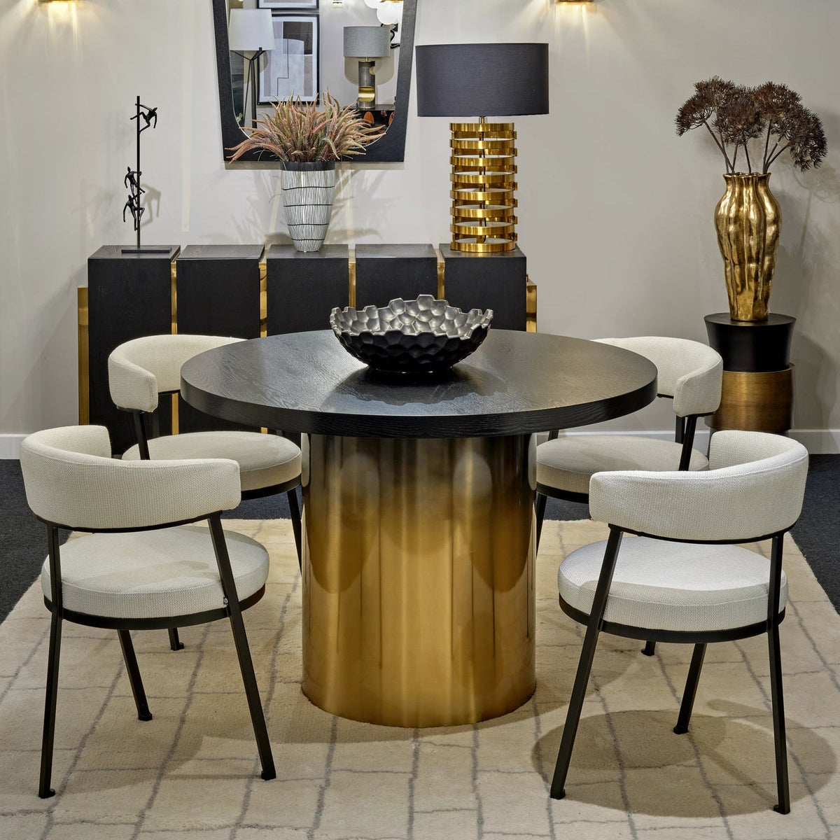 Dim Dining Table Small - Black and Gold Ombre