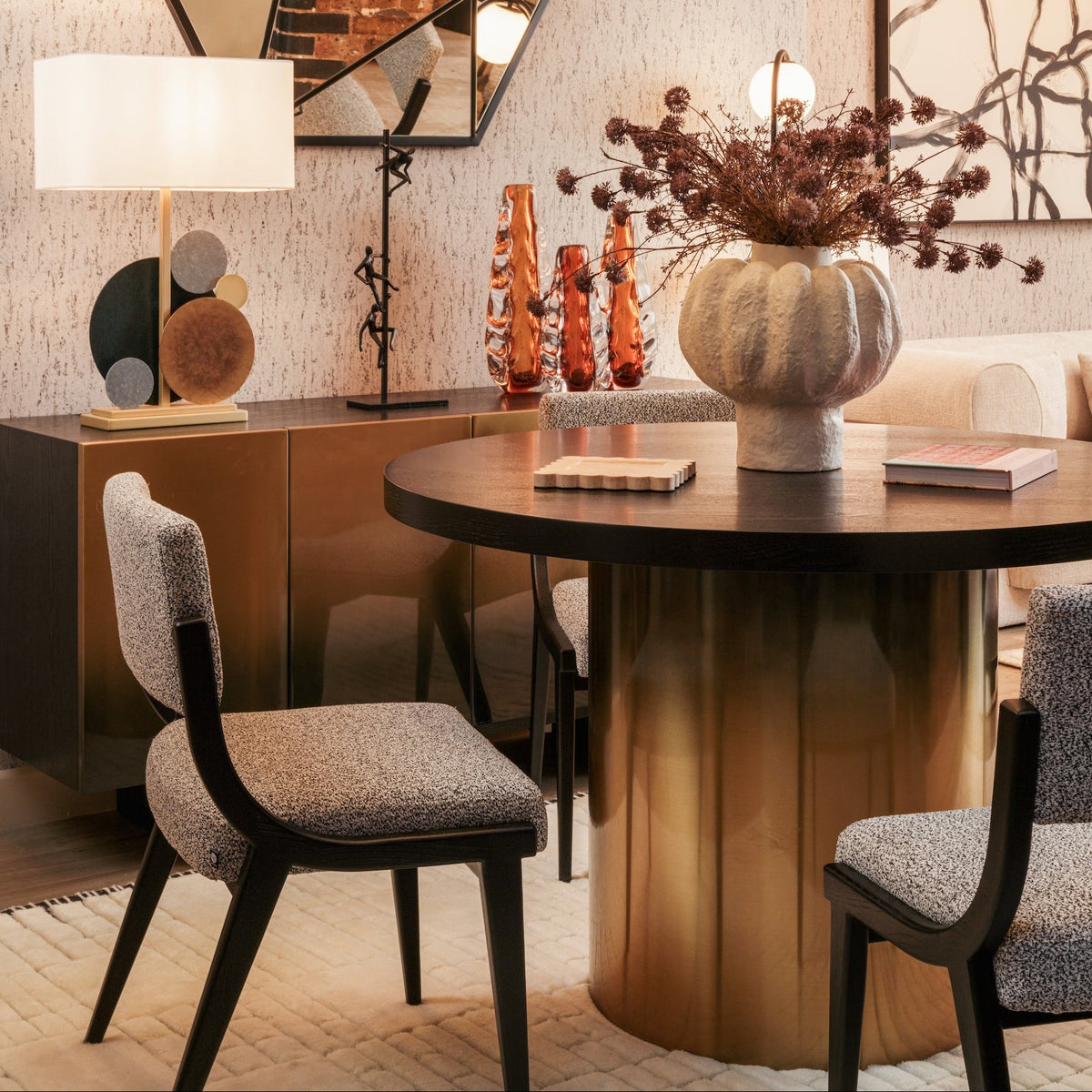 Dim Dining Table Small - Black and Gold Ombre
