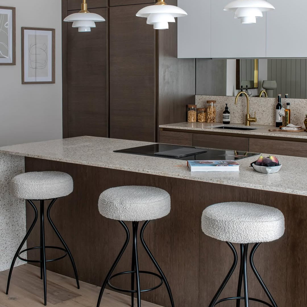 Hydra Counter Stool - Boucle Graphic Grey