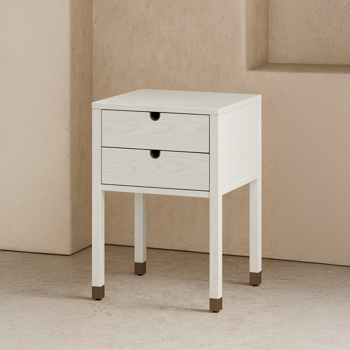 Alcudia Bedside Table - Ivory Brushed/Antique Brass