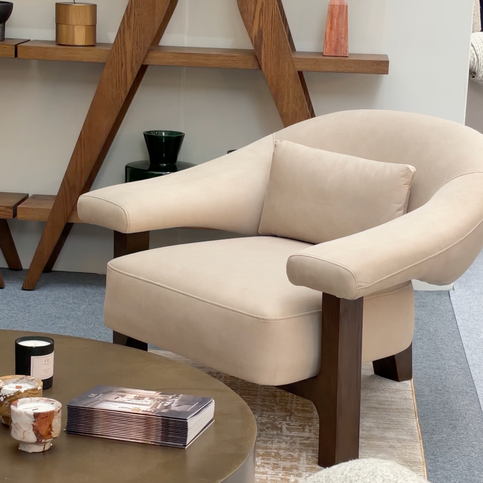 Riviera Occasional Chair - Hopper Desert | Dark Brown Solid Wood