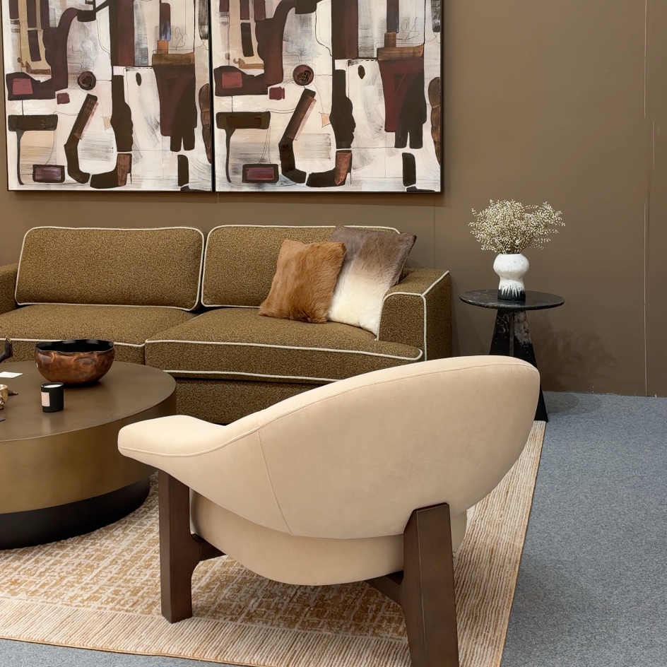 Riviera Occasional Chair - Hopper Desert | Dark Brown Solid Wood