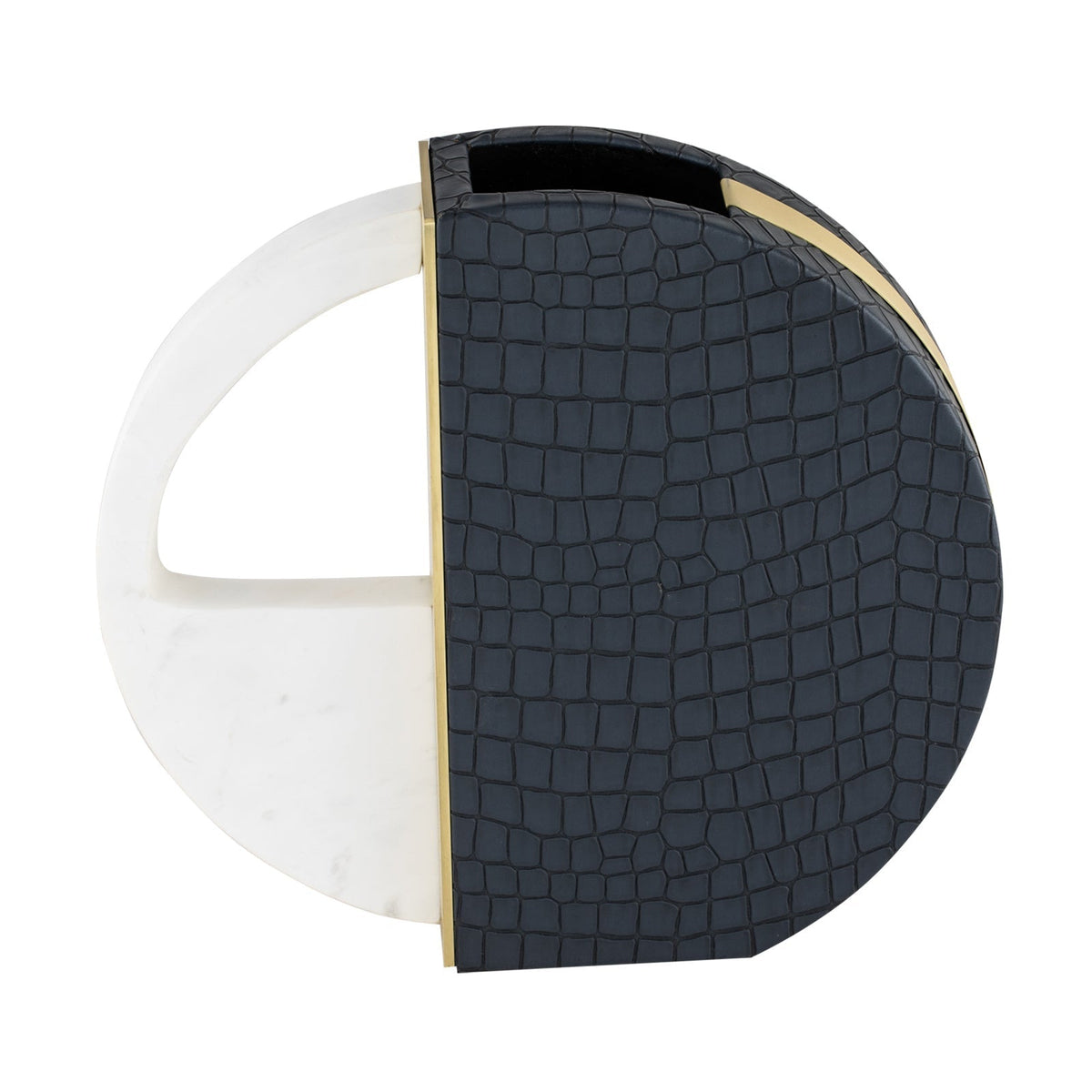 Kalahari Vase - Crocodile Leather, Brass Finish