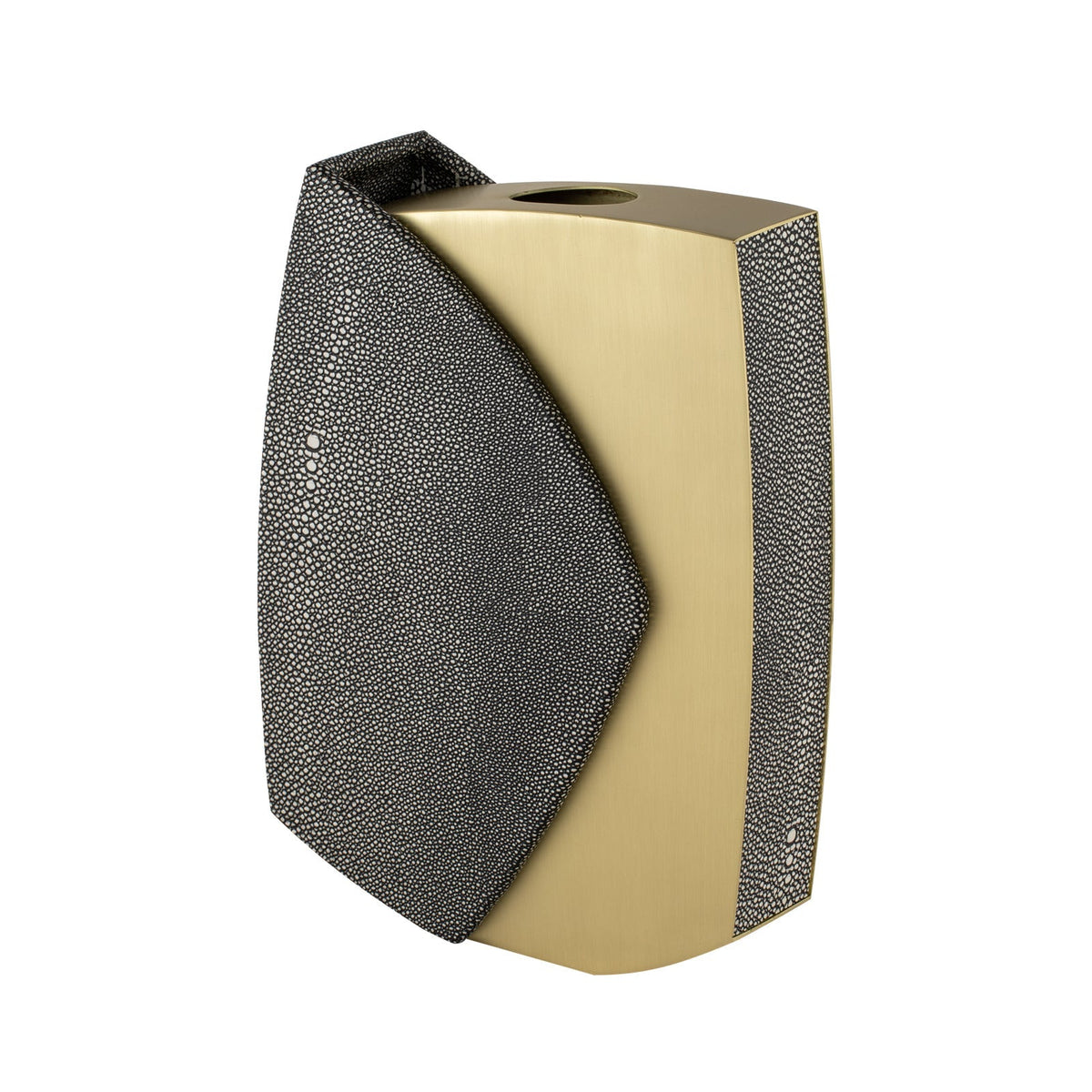 Raymond Vase - Grey Faux Shagreen/Brushed Brass