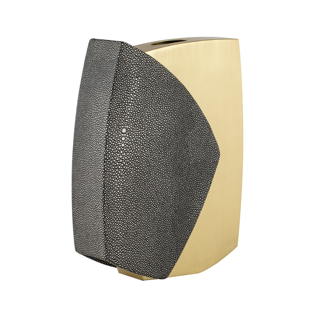 Raymond Vase - Grey Faux Shagreen/Brushed Brass
