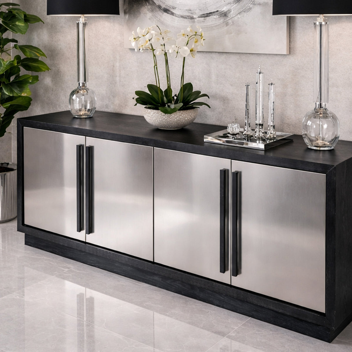 Camden Sideboard - Ebony Ash Stainless Steel