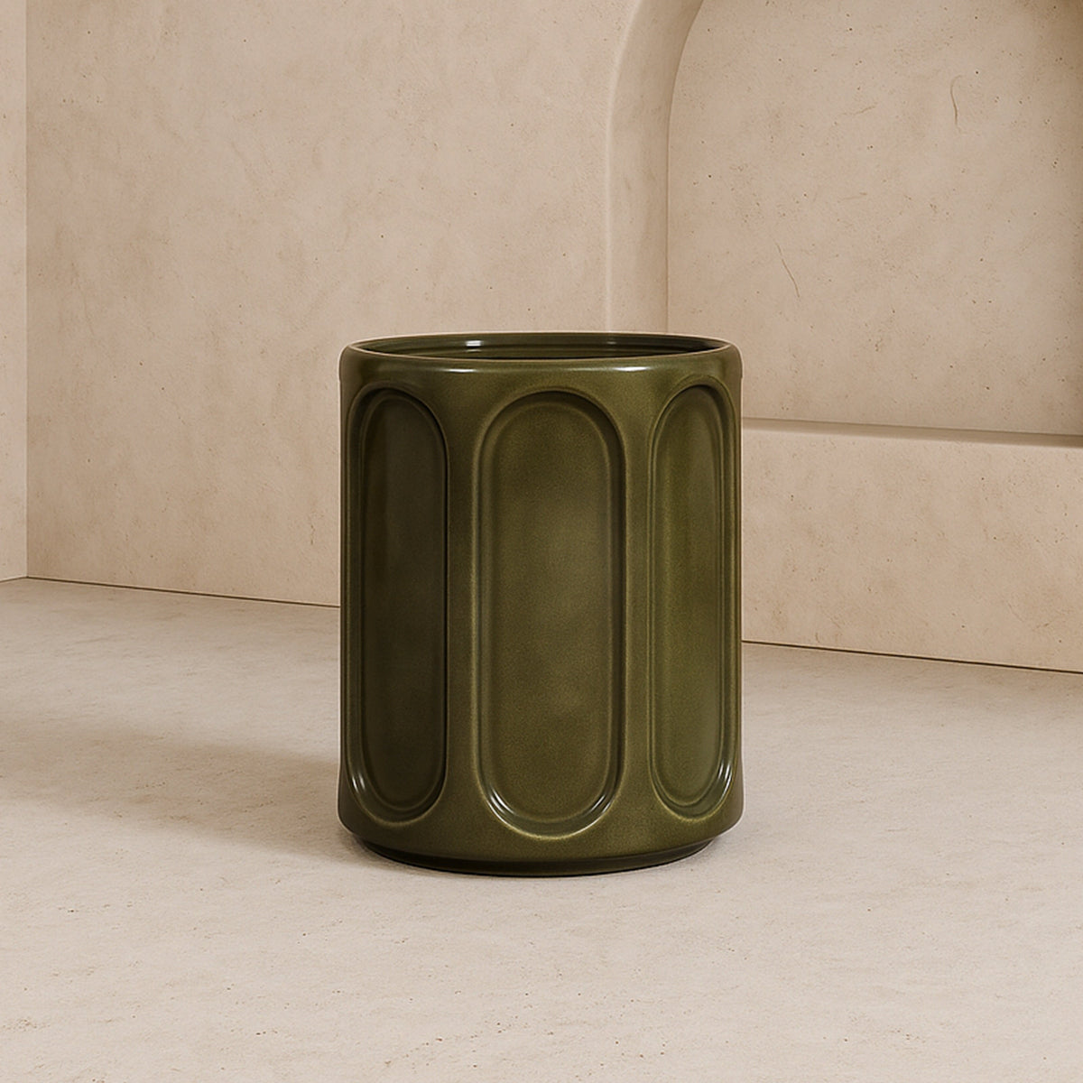 Oka Side Table  - Olive Glazed