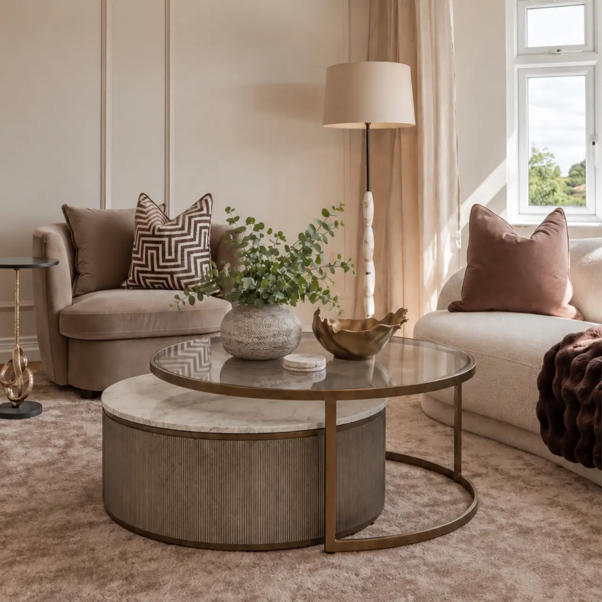 Bellara Aged Gold Set of 2 Nesting Coffee Tables