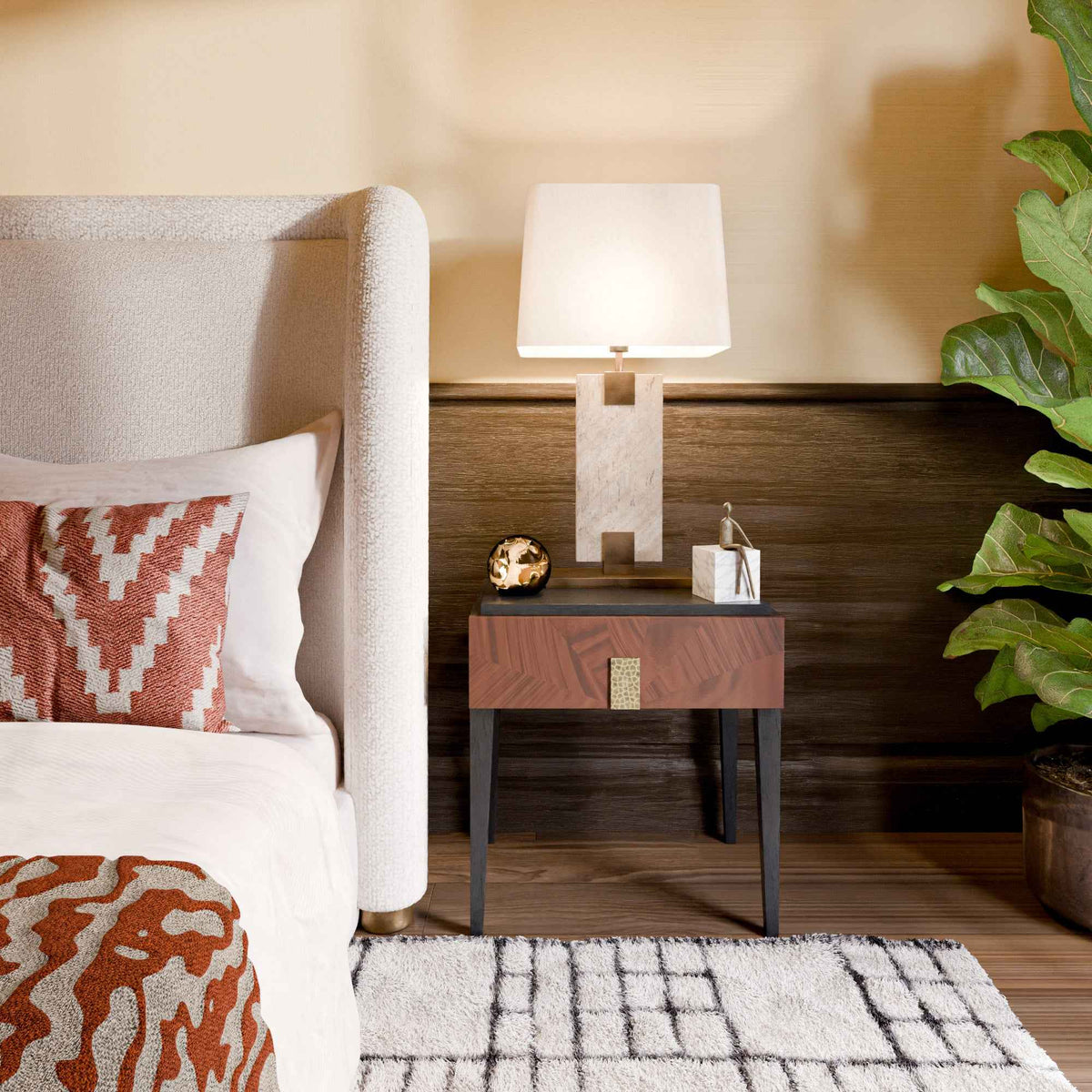 Beverly Bedside Table - Brown Wood